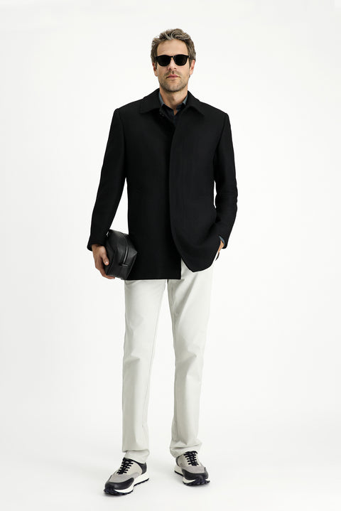 Siyah Yünlü Klasik Kaban