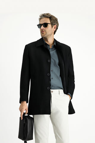  Siyah Yünlü Klasik Kaban