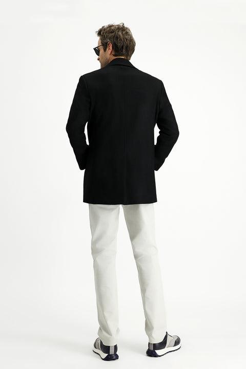 Siyah Yünlü Klasik Kaban