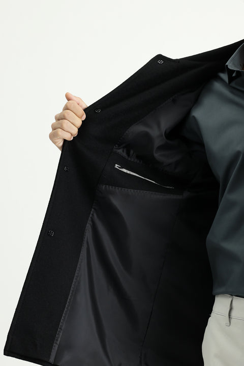 Siyah Yünlü Klasik Kaban