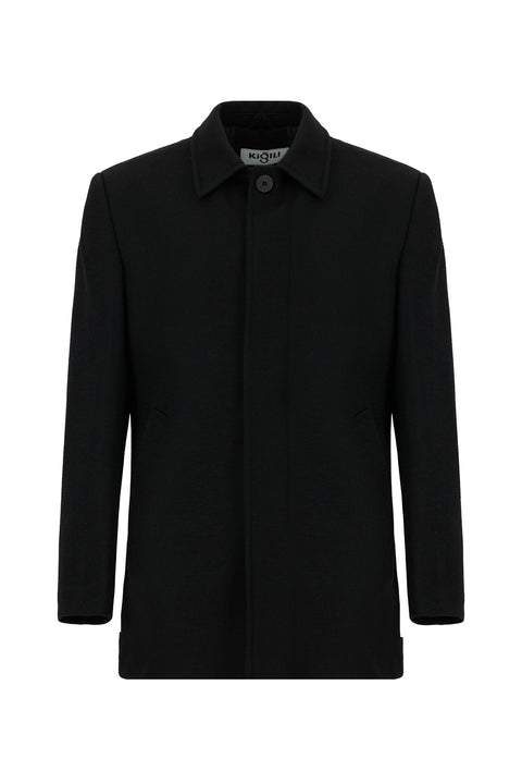 Siyah Yünlü Klasik Kaban