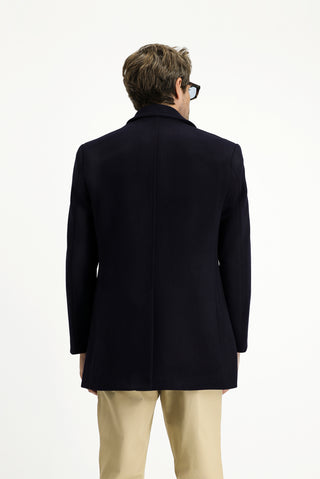  Koyu Lacivert Yünlü Klasik Kaban