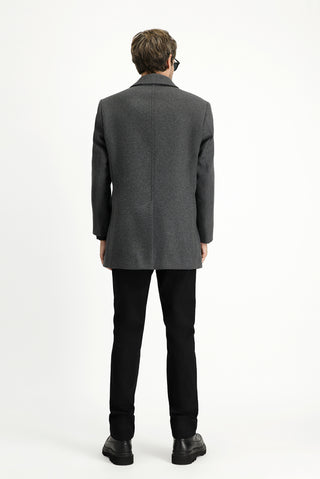  Koyu Antrasit Yünlü Klasik Kaban