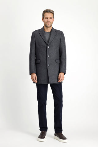  Koyu Antrasit Yünlü Klasik Kaban