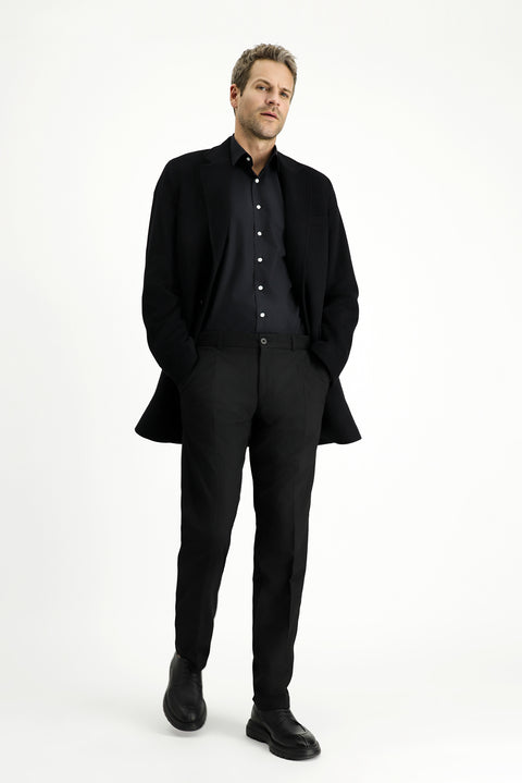 Siyah Yünlü Klasik Kaban