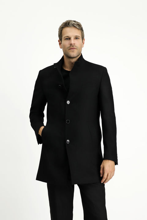 Siyah Yünlü Klasik Kaban