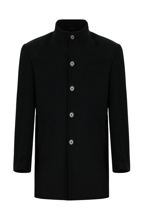 Siyah Yünlü Klasik Kaban