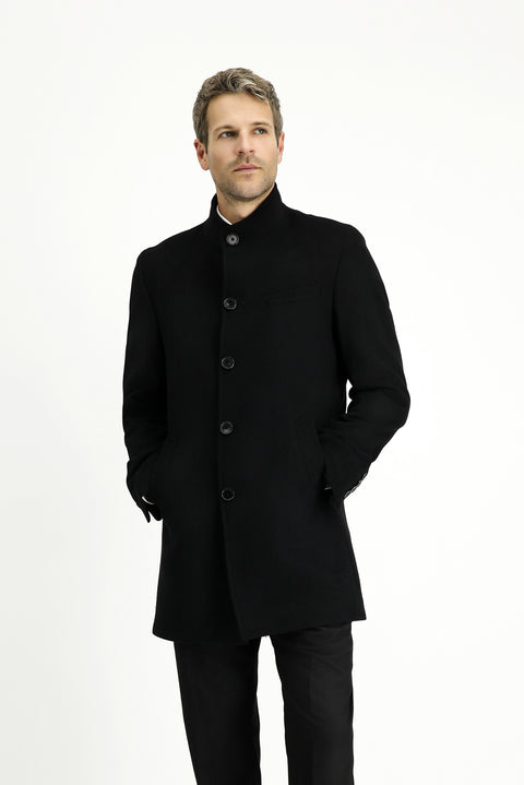 Siyah Yünlü Klasik Kaban