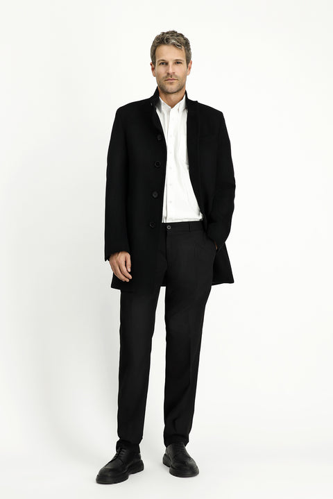 Siyah Yünlü Klasik Kaban