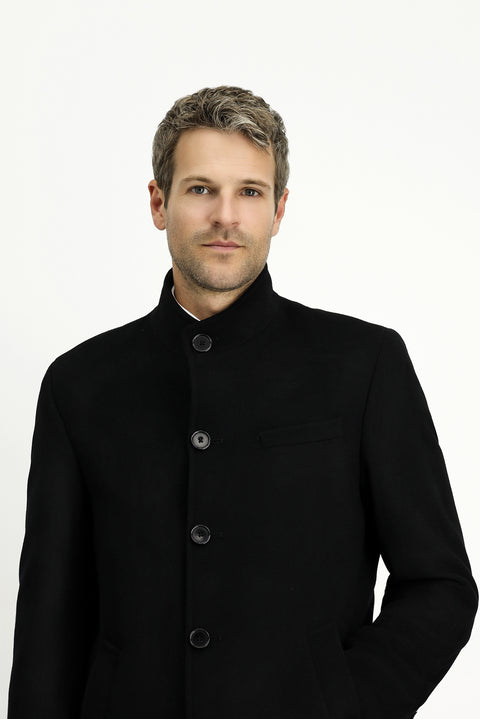 Siyah Yünlü Klasik Kaban