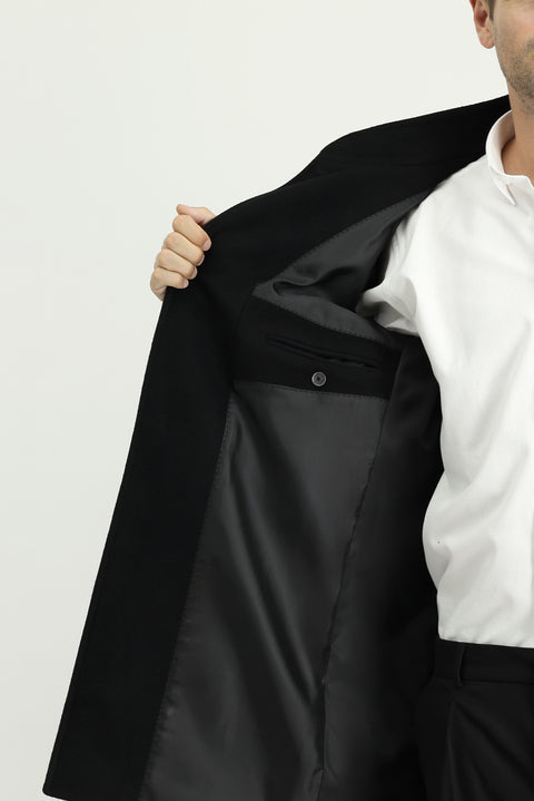 Siyah Yünlü Klasik Kaban