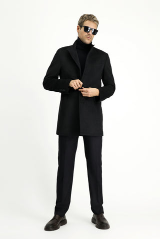  Koyu Antrasit Yünlü Klasik Kaban