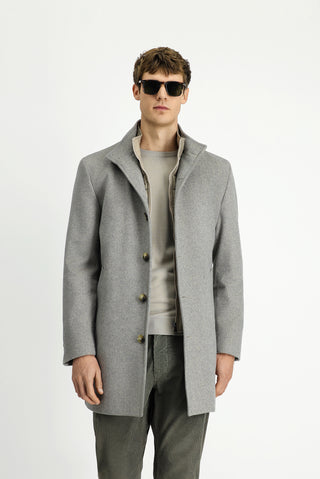  Orta Gri Çıkma Mostra Yünlü Klasik Kaban