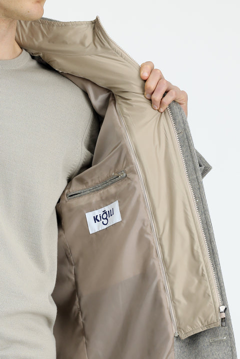 Orta Gri Dik Yaka Çıkma Mostra Cepli Yünlü Klasik Kaban