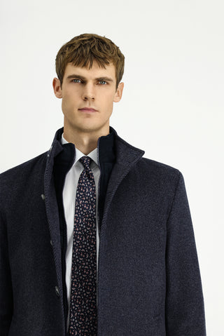  Koyu Antrasit Dik Yaka Çıkma Mostra Cepli Yünlü Klasik Kaban