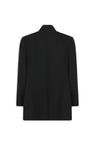  Siyah Slim Fit Dar Kesim Dik Yaka Cepli Yünlü Klasik Kaban