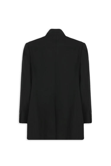  Siyah Slim Fit Dar Kesim Dik Yaka Cepli Yünlü Klasik Kaban