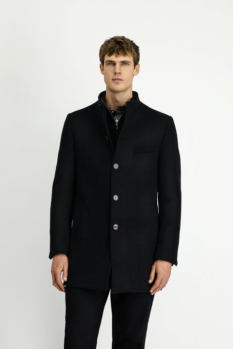 Siyah Yünlü Klasik Kaban