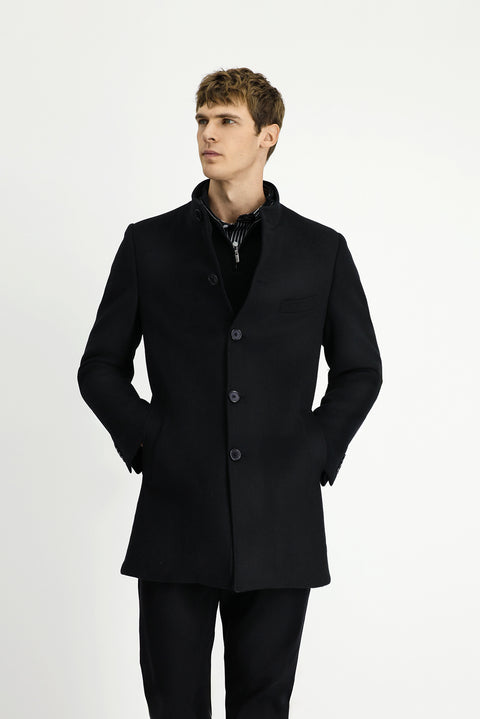 Siyah Yünlü Klasik Kaban