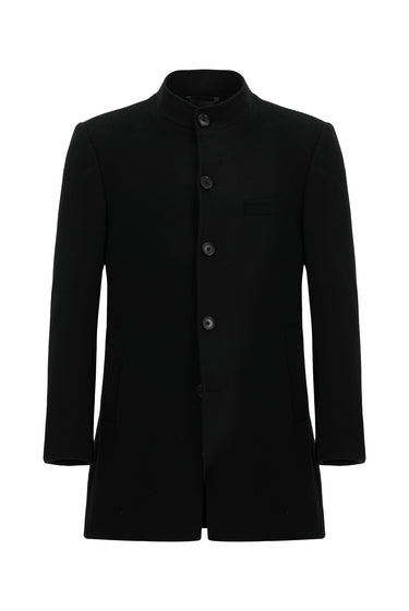 Siyah Yünlü Klasik Kaban