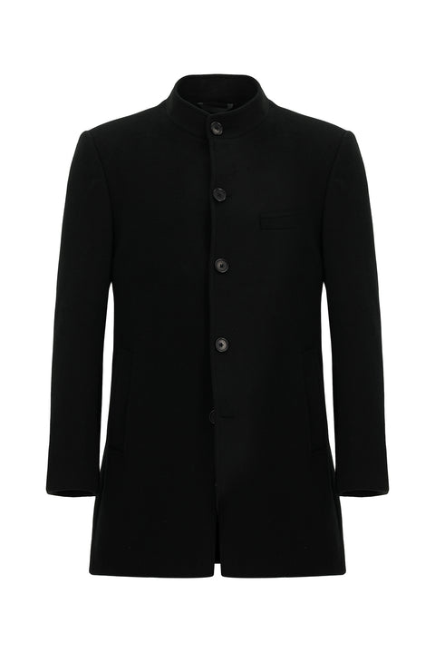 Siyah Yünlü Klasik Kaban