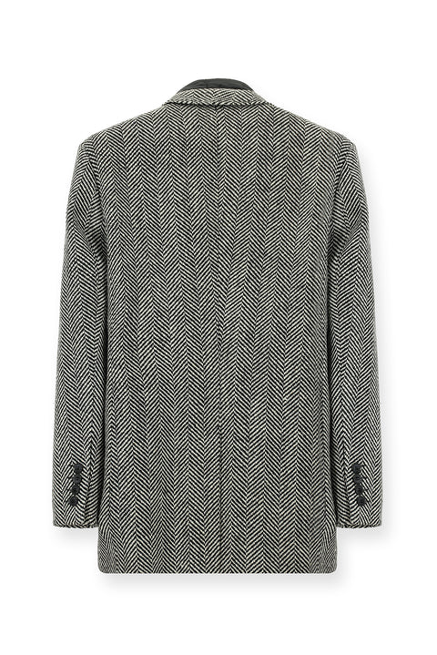 Black Wool Patterned Classic Coat