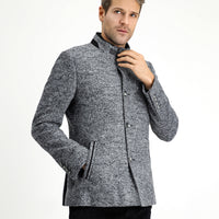 Orta Gri Yünlü Klasik Kaban