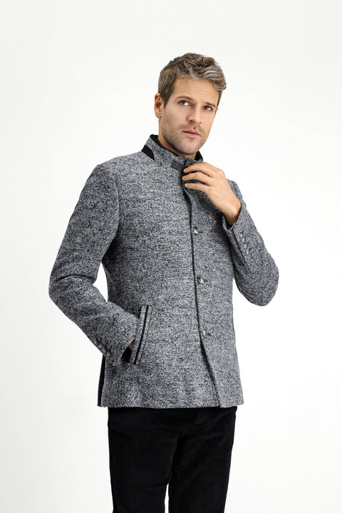 Orta Gri Yünlü Klasik Kaban