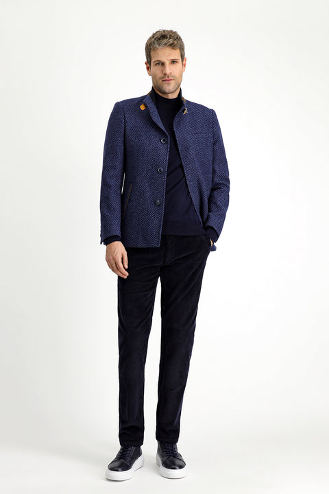 Orta Lacivert Yünlü Klasik Kaban