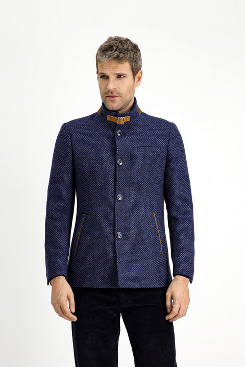 Orta Lacivert Yünlü Klasik Kaban