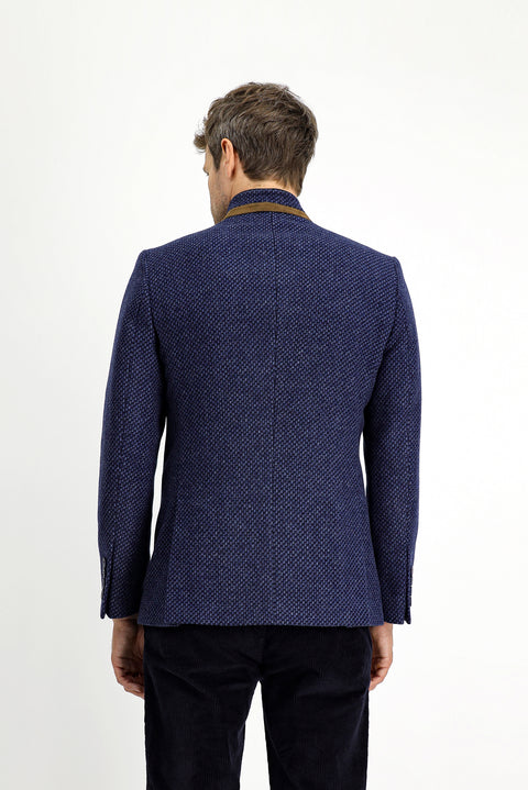 Orta Lacivert Yünlü Klasik Kaban