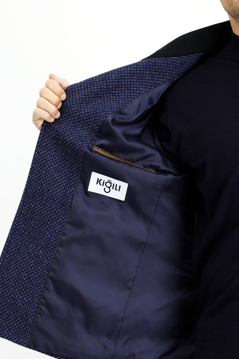 Orta Lacivert Yünlü Klasik Kaban