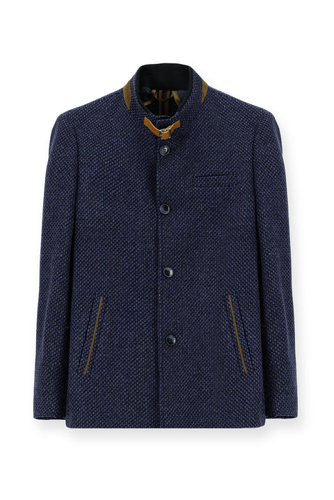 Orta Lacivert Yünlü Klasik Kaban