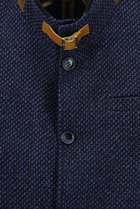 Orta Lacivert Yünlü Klasik Kaban