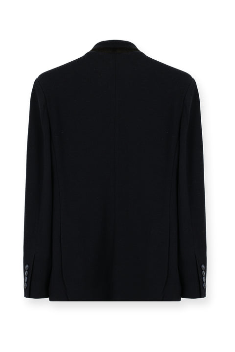 Siyah Lacivert Yünlü Klasik Kaban