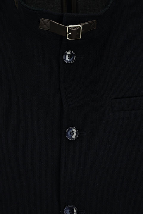 Siyah Lacivert Yünlü Klasik Kaban