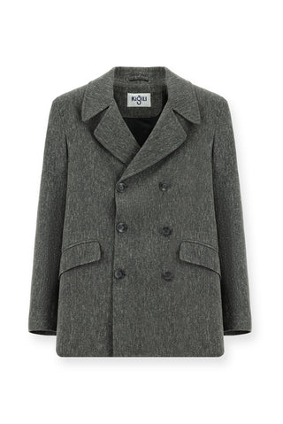  Koyu Antrasit Desenli Yünlü Kruvaze Kaban