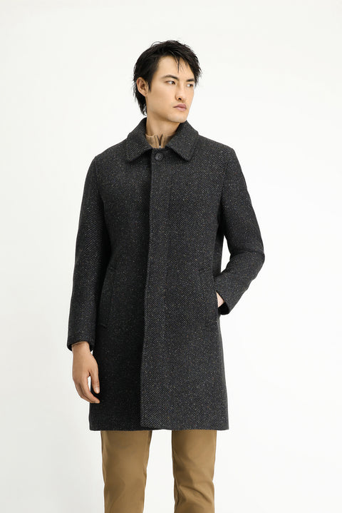 Orta Antrasit Yünlü Klasik Kaban