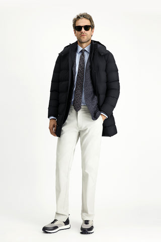  Koyu Lacivert Slim Fit Dar Kesim Kapüşonlu Spor Şişme Kaban