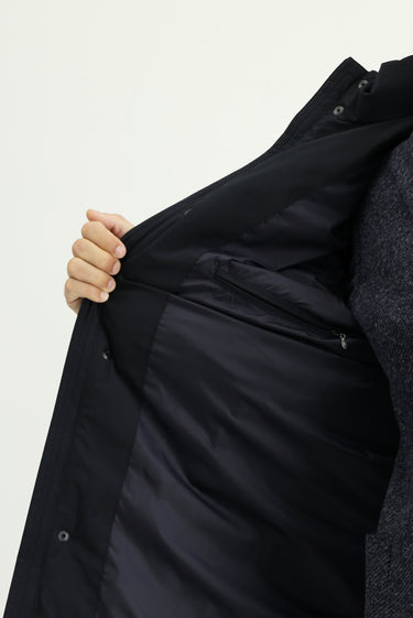 Koyu Lacivert Slim Fit Dar Kesim Kapüşonlu Spor Şişme Kaban
