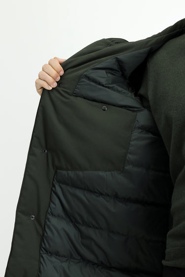 Orta Haki Slim Fit Dar Kesim Kapüşonlu Spor Şişme Kaban