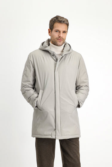 Orta Vizon Slim Fit Dar Kesim Kapüşonlu Spor Şişme Kaban