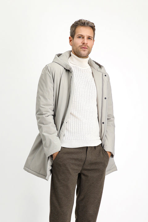 Orta Vizon Slim Fit Dar Kesim Kapüşonlu Spor Şişme Kaban