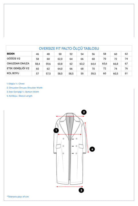 Medium Anthracite Single Lapel Oversized Extra Comfortable Fit Pocketed Button-Up Classic Coat
