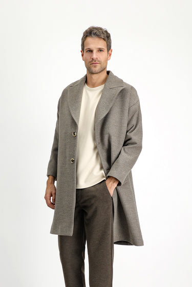 Koyu Vizon Oversize Yünlü Palto