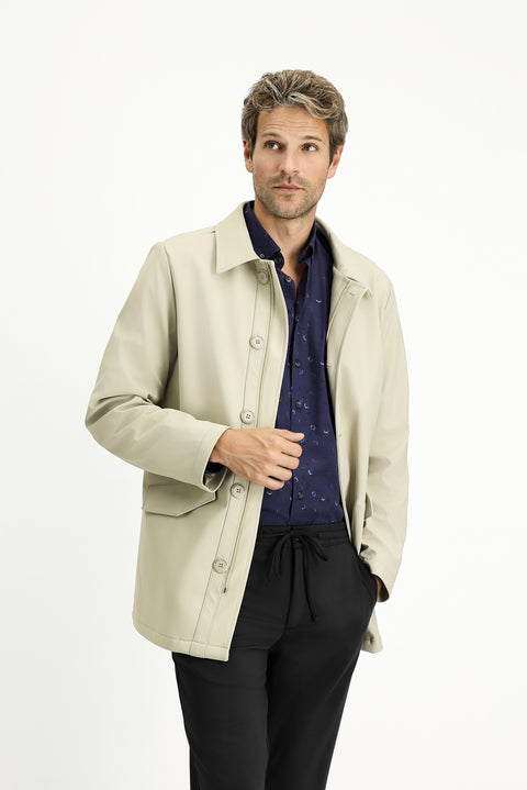 Açık Bej Techno-Line Likralı Pardösü & Trençkot