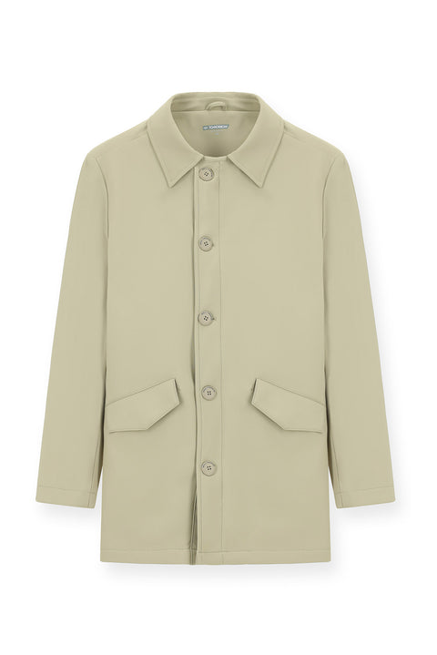 Açık Bej Techno-Line Likralı Pardösü & Trençkot