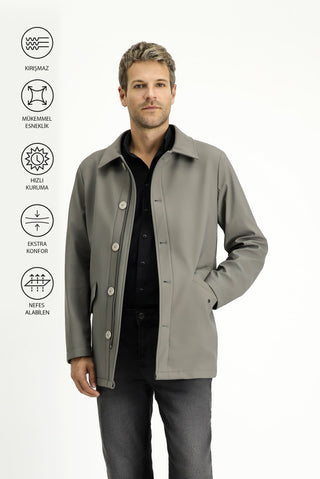  Koyu Vizon Techno-Line Likralı Pardösü & Trençkot