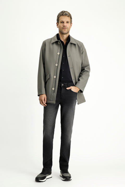 Dark Mink Techno-Line Lycra Overcoat & Trench Coat