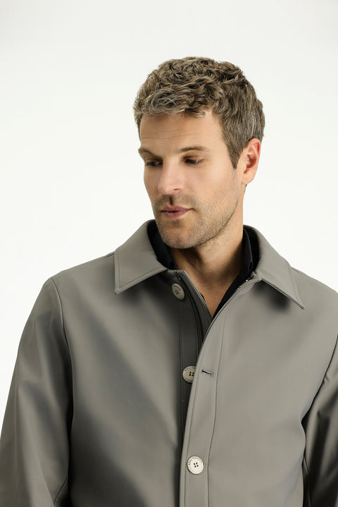 Dark Mink Techno-Line Lycra Overcoat & Trench Coat